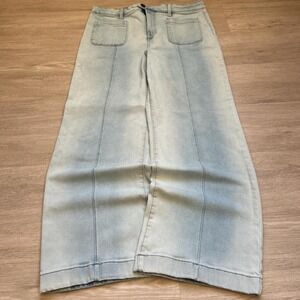 Perfect Lightwash Pleated Baggy Wide-Leg Jeans Y2K 34x32